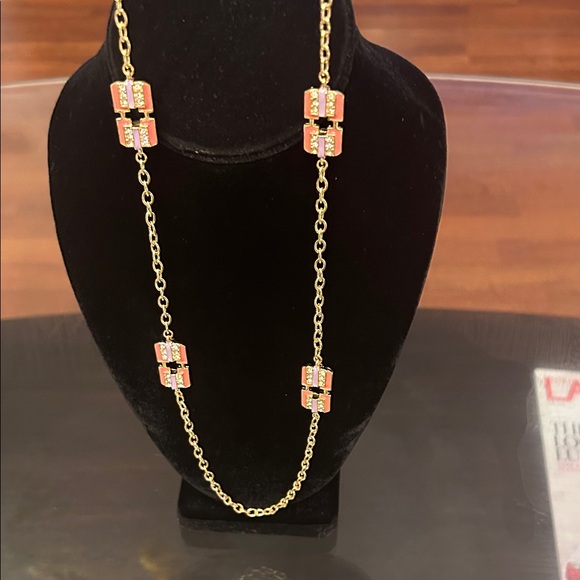 Elegant Gold and Pink Double Chain Necklace - Picture 5 of 6